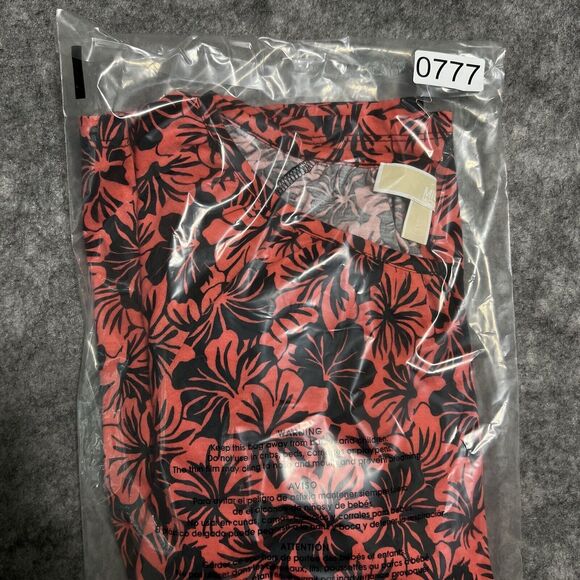 Michael Michael Kors Crop Shirt Top Womens S Cotton Modal Tropical Hibiscus - Picture 11 of 11